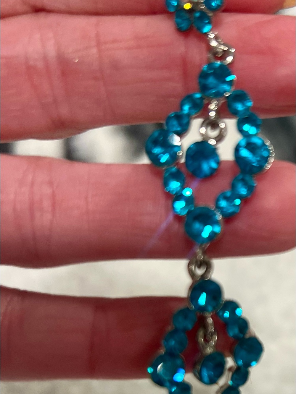 Blue Crystal Dangle Earrings - Elegant Women’s Jewelry - Picture 2 of 2